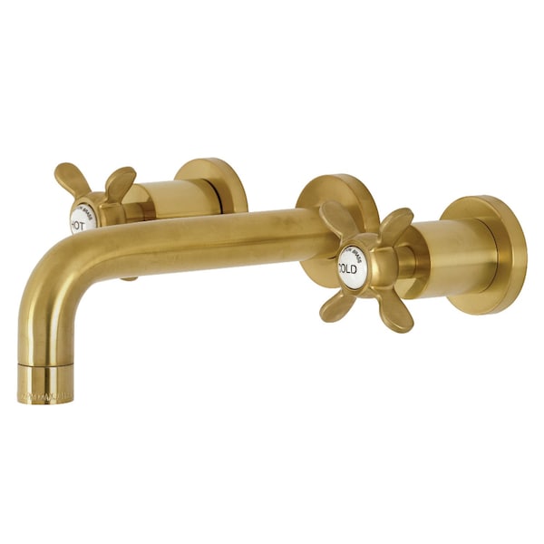 Kingston Brass KS8127BEX Essex 2-Handle 8" Wall Mount Bathroom Faucet, Brushed Brass KS8127BEX - main